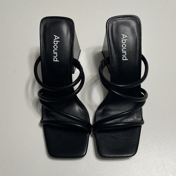 Abound 7 Austyn Strappy Sandal Black Womens Block Heel NWT - Picture 2 of 9